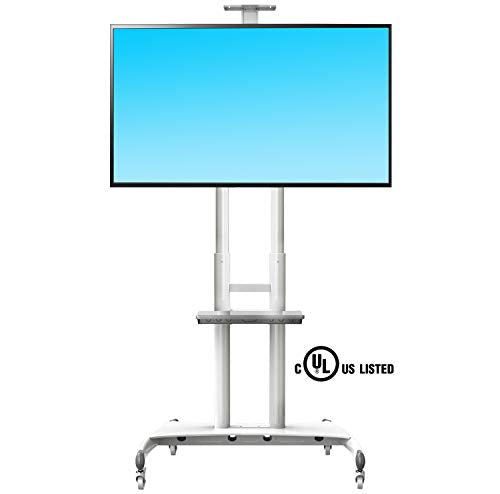 NB North Bayou Mobile TV Cart TV Stand with Wheels for 55" - 80" Inch LCD LED OLED Plasma Flat Panel Screens up to 200lbs AVA1800-70-1P (White)