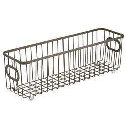 Amazon best mdesign metal farmhouse kitchen pantry food storage organizer basket bin wire grid design for cabinets cupboards shelves countertops holds potatoes onions fruit long 4 pack bronze