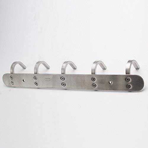 Coat Hook Rack with 5 Square Hooks - Premium Modern Wall Mounted - Ultra durable with solid steel construction, Brushed stainless steel finish, Super easy installation, Rust and water proof