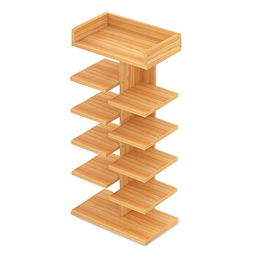 7-Tier Wooden Shoe Rack Narrow Vertical Shoe Stand Storage Display Shelf  Home Storage & Organization