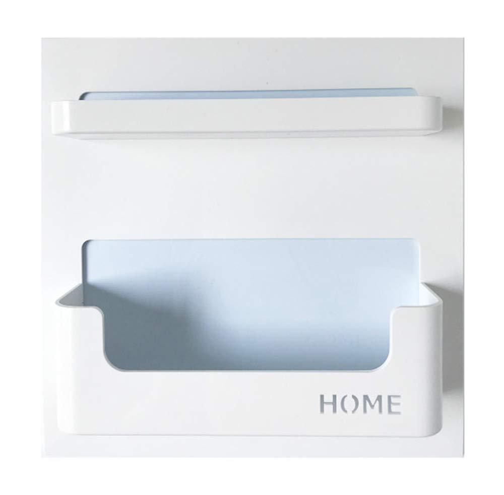 7U Bedside Shelf Organizer, Small White Plastic Wall Mounted Adhesive Storage Floating Shelf Caddy Box Holder for Phone, Remote, Earphone, Glasses, Pe