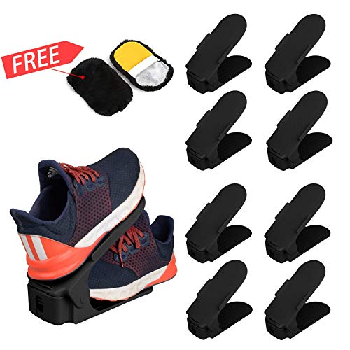 Adjustable Shoe Slots Organizer, Creative Shoe Rack Space Saving Adjustable Shoe Slots Organizer, Creative Shoe Rack Space Saving Durable Shoe Holder for Shoe Storage Space Saver 8 PACKS?Black?