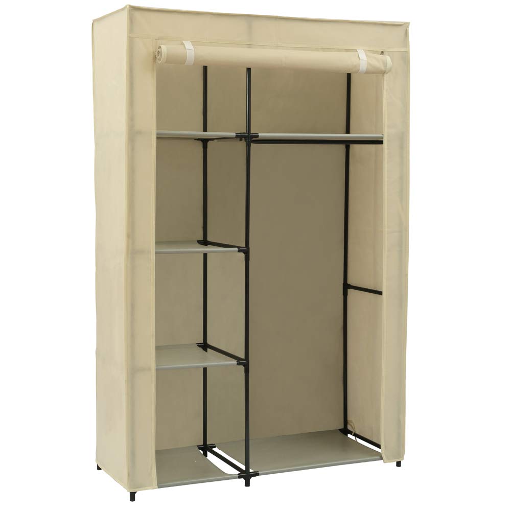 Home-Like Portable Cloth Closet Storage Wardrobe Armoire Temporary Closet Handy Clothes Closets Non-Woven Fabric Wardrobe Clothing Storage Organizer Black Color L41.34 x W17.72 x(145-Black)