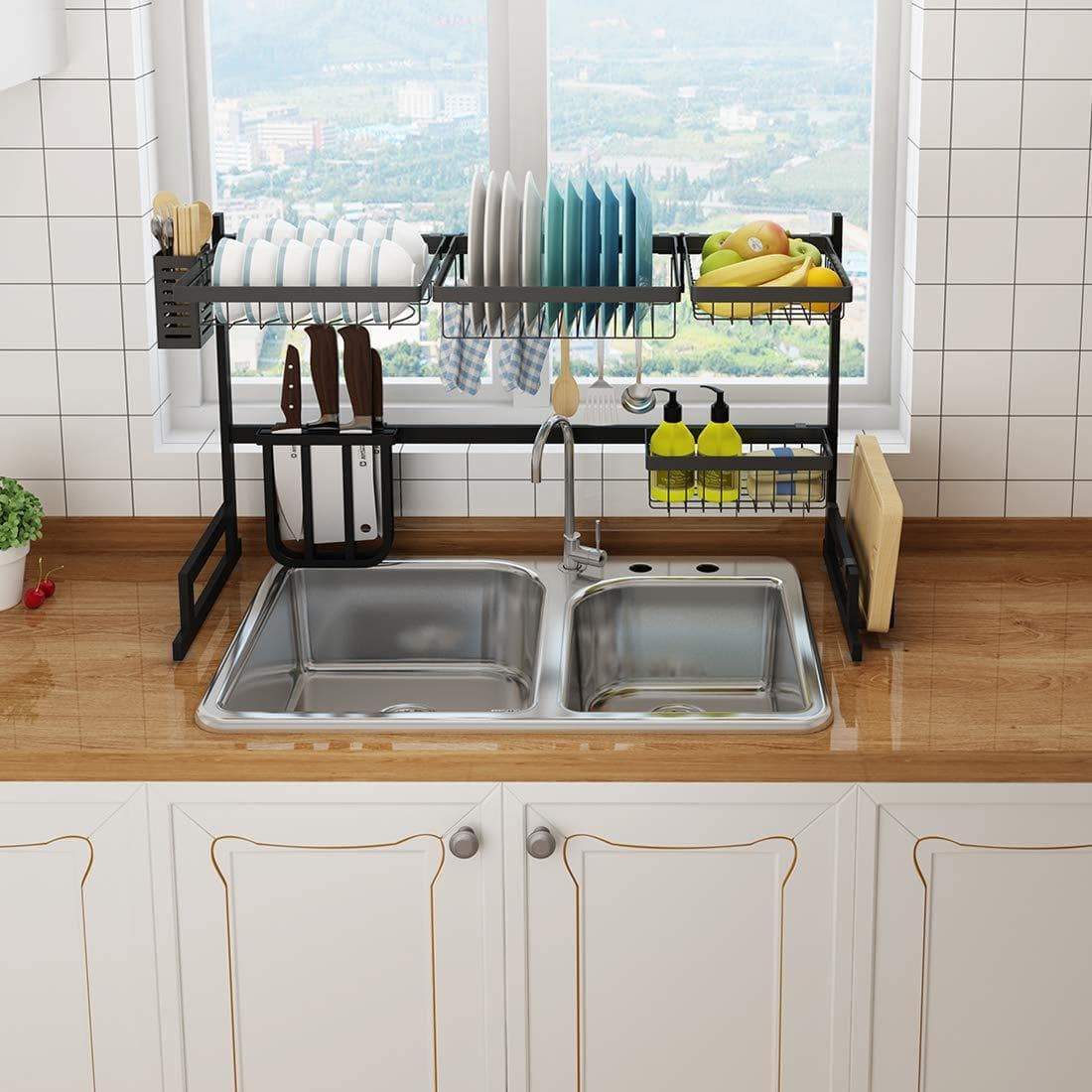 Order now beetla dish drying rack over sink stainless steel kitchen drainer shelf for kitchen supplies storage over sink bowl rack dish rack display shelf 33 5