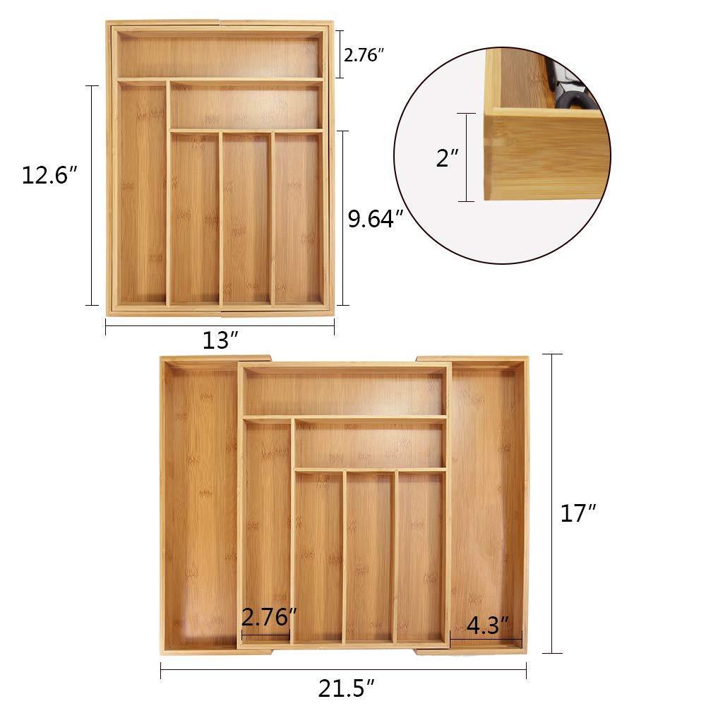 Selection mebbay 5 set bamboo drawer dividers kitchen drawer organizer adjustable drawer divider organizer bamboo wood utensil drawer organizer for kitchen dresser bedroom bathroom with non slip pads