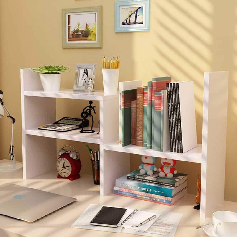 Shop desktop organizer office storage adjustable display bookshelf double shelf desk supplies for office kitchen multipurpose rack