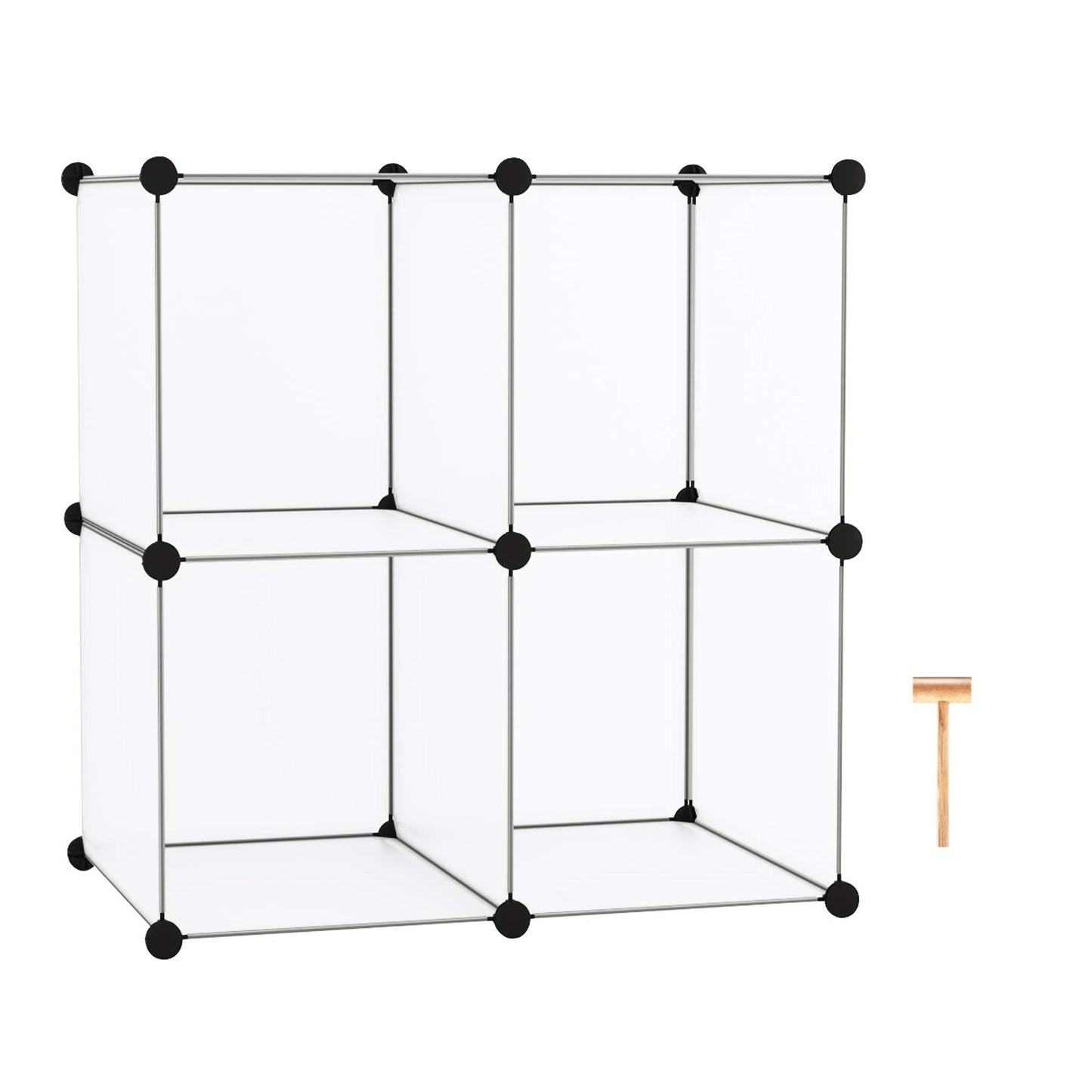 C&AHOME - DIY 4 Cube Bookcase Shelf Semitransparent Storage Organizer Closet Cabinet, Translucent