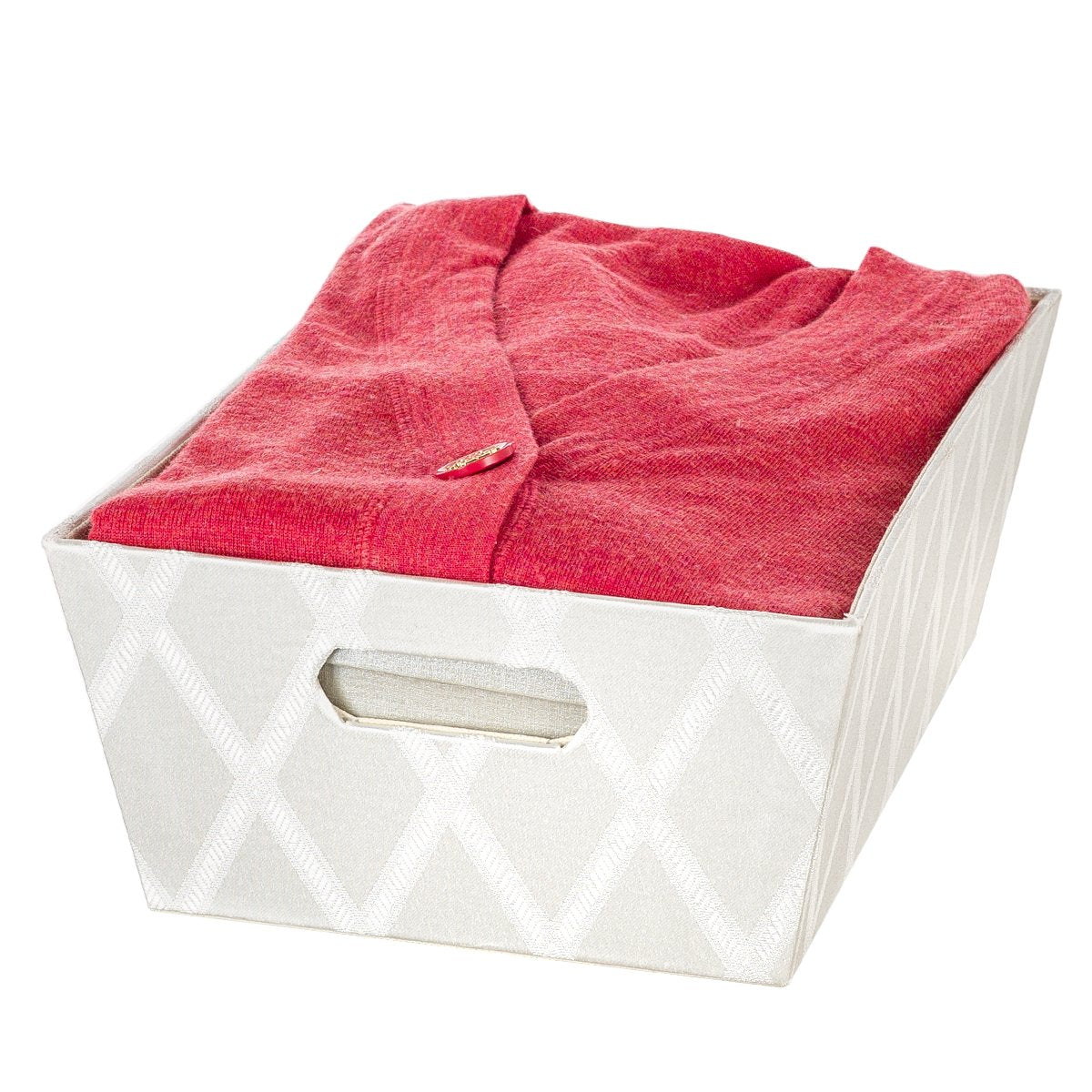Creative Scents Fabric Storage Basket for Shelves - (13.75" x 9.75" x 5") Decorative Bins for Closet Cloth Nursery, Great for Toys and Gift Box, Ideal for Home and Bathroom Organization (Off-White)