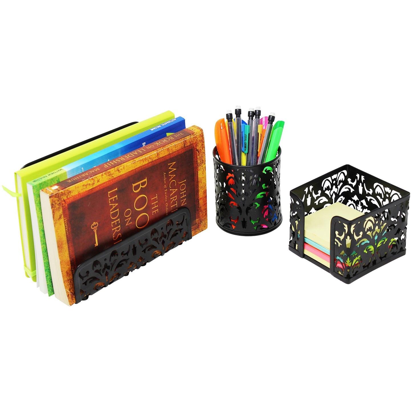 New 3 piece mesh office organizer desk accessories set can be used on desktop table counter in kitchen at work black