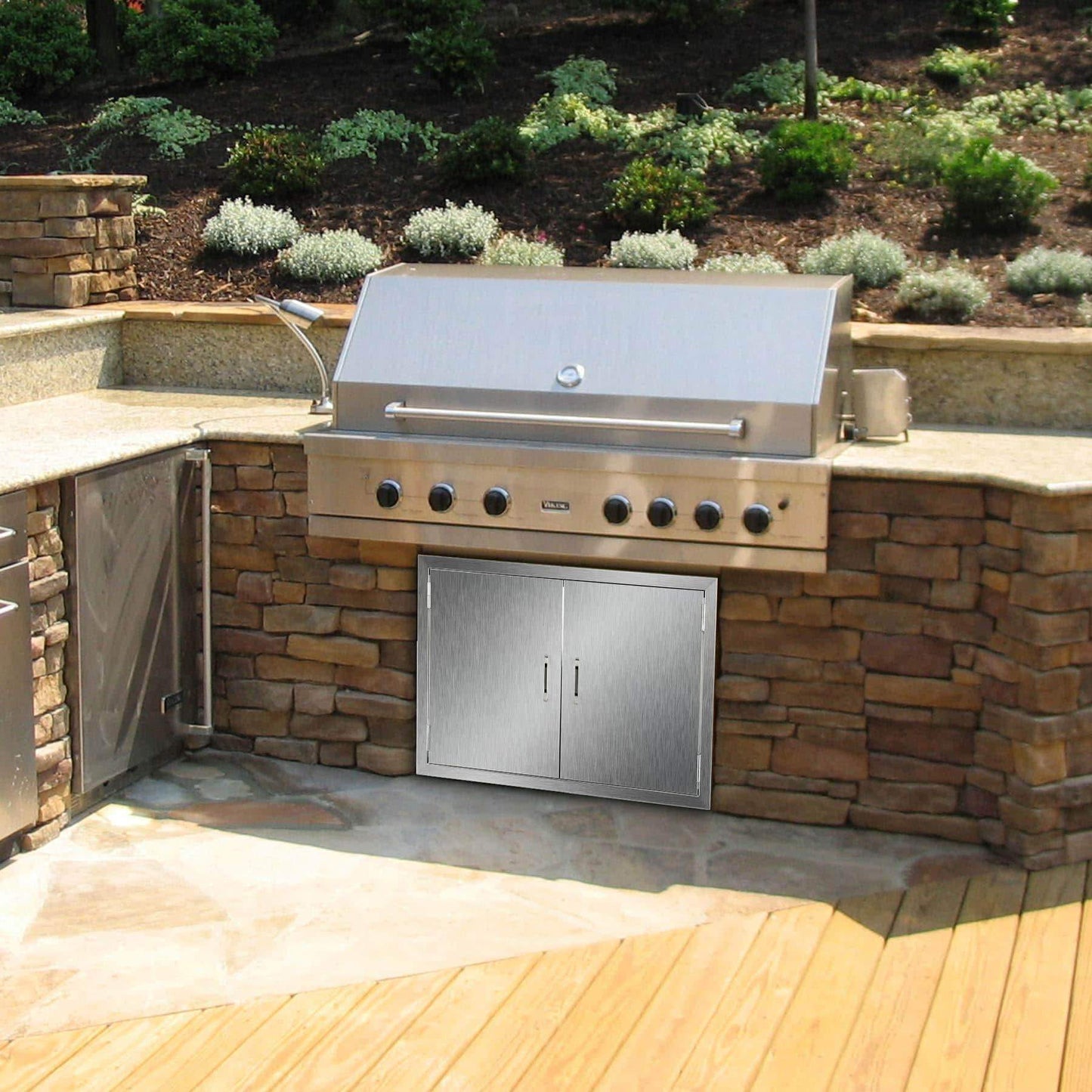 Get co z outdoor kitchen doors 304 brushed stainless steel double bbq access doors for outdoor kitchen commercial bbq island grilling station outside cabinet barbeque grill built in 30 5w x 21h