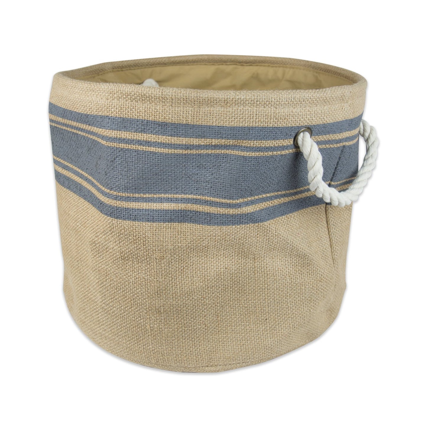 DII Printed Polyester, Collapsible and Convenient Storage Bin To Organize Office, Bedroom, Closet, Kid's Toys, & Laundry - Medium Round, Grey Border