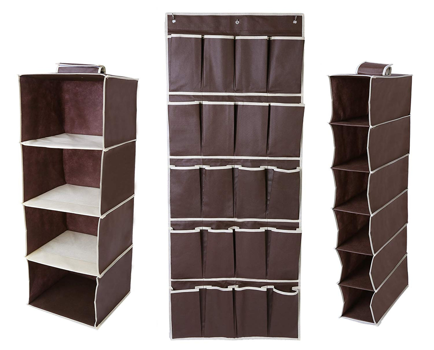 Juvale Hanging Closet Organizer Set - Includes Hanging 4-Shelf, 6-Shelf and 20 Pocket Shoe Storage Set - Space Saving Design for Bedroom Closet Organization - Store Clothes & Shoes -3 Piece Set