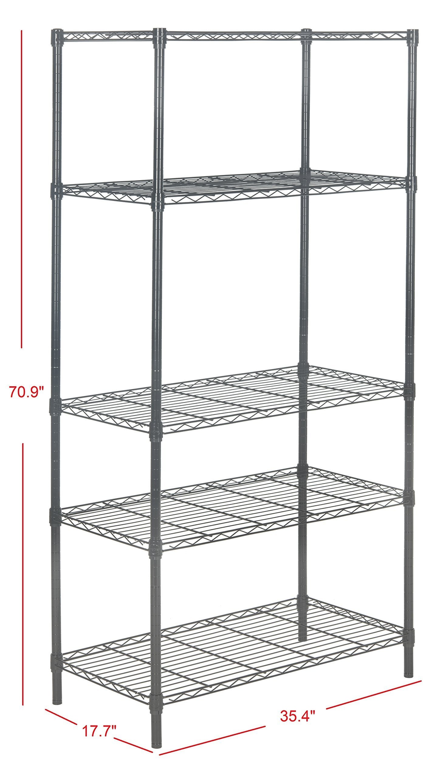 happimess Julia 71" 5-Tier Storage Rack, Dark Gray