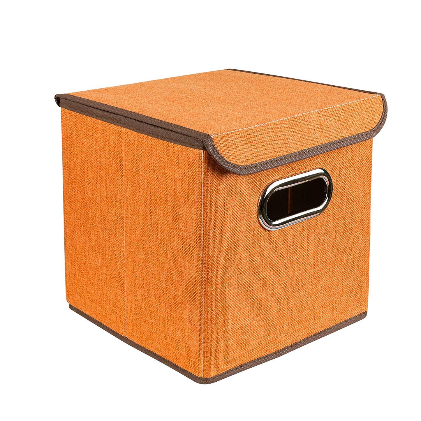 ZONYON Square Storage Container, Collapsible Basket,Cube Bin Storage,Closet Organizer,Nursery Hamper for Kid Room, Boys, Girls, Playingroom, Office, Living Room,10''X10''X10'',Orange