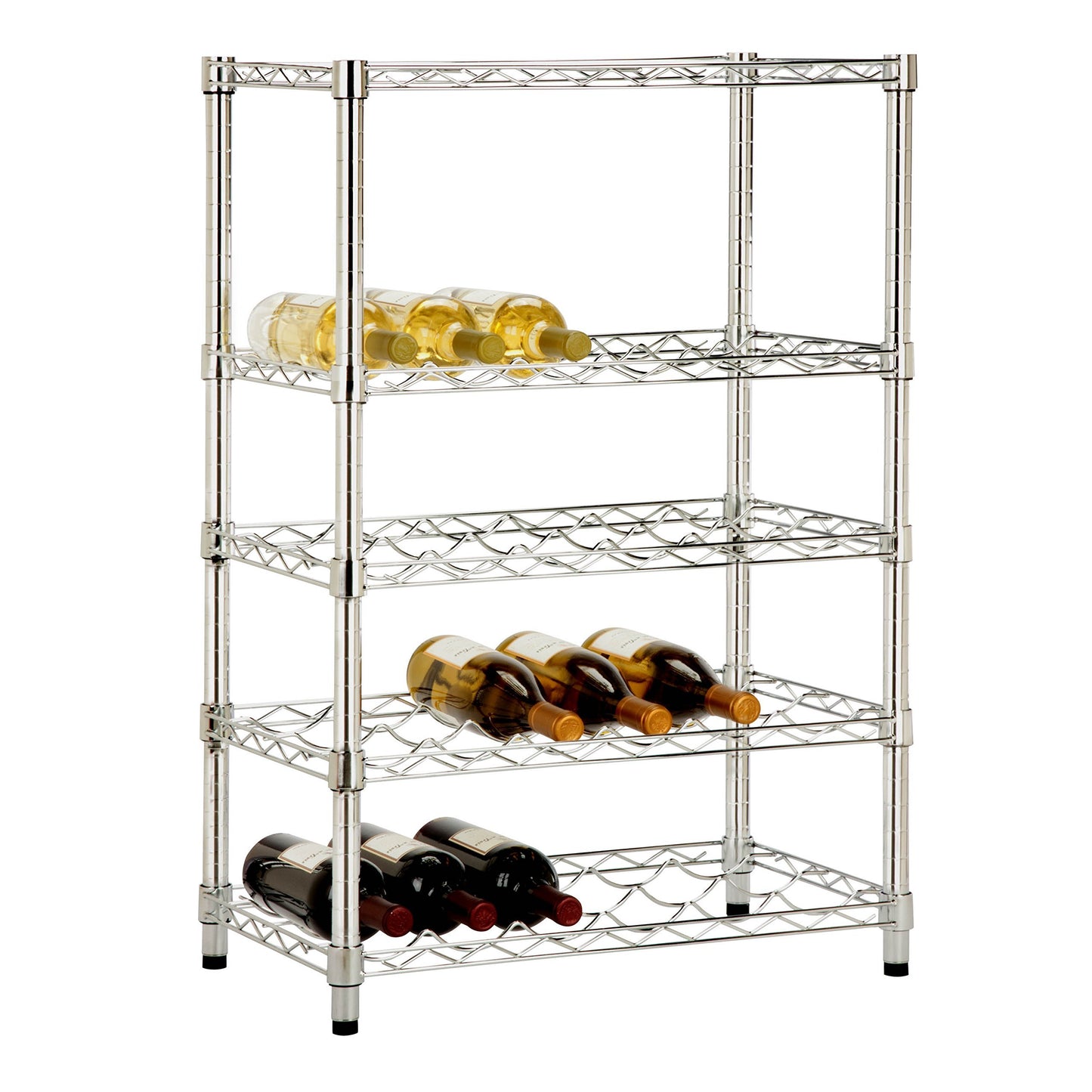 Honey-Can-Do SHF-03617 4-Tier Steel Wire Urban Wine Bottle Rack, Chrome