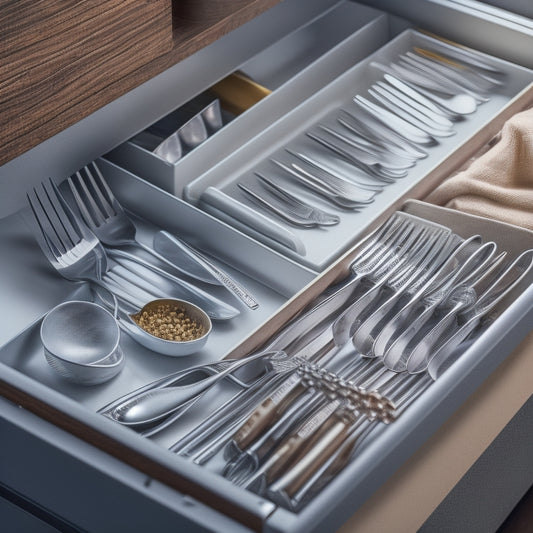 A cluttered silverware drawer with utensils tangled and overlapping, next to a drawer with dividers, showcasing organized, separated, and easily accessible forks, knives, and spoons.