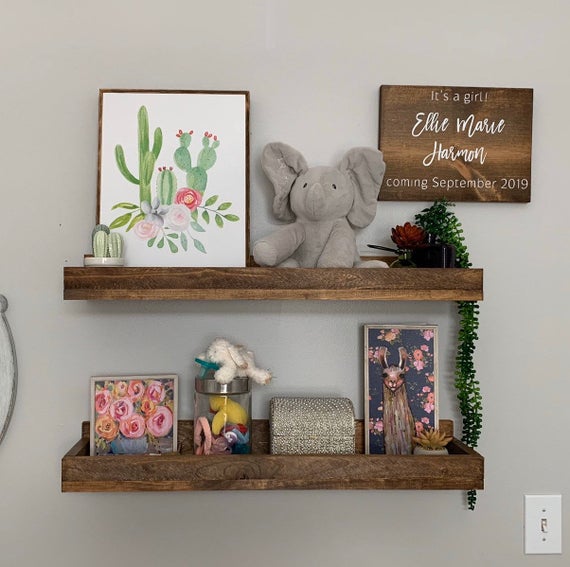 Wood Shelves | Rustic Nursery Shelving Wall Mounted Shelf & Organizer Unique Rustic Bar Shelves Boy Girl Bookshelf Bookshelves by DistressedMeNot
