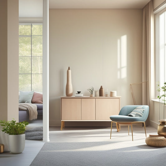 A serene, minimalist room with a few strategically-placed furniture pieces, abundant natural light, and a subtle color palette, showcasing a sense of harmony and limitless possibilities.