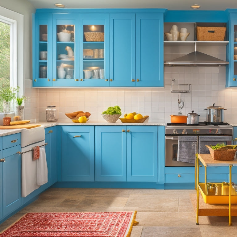 A bright, modern kitchen with a formerly wasted corner transformed into a sleek, pull-out storage unit with baskets, hooks, and a Lazy Susan, surrounded by gleaming appliances and countertops.