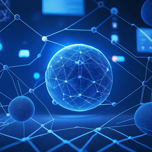 A futuristic, dark blue background with a stylized, glowing Github logo in the center, surrounded by orbiting lines and nodes, with a CSV file and PHP code snippets swirling around it.