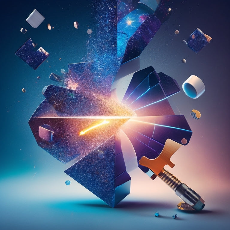 A stylized, modern illustration featuring a puzzle piece fitting into a larger brand logo, surrounded by swirling arrows and sparks, conveying transformation and strategic growth.