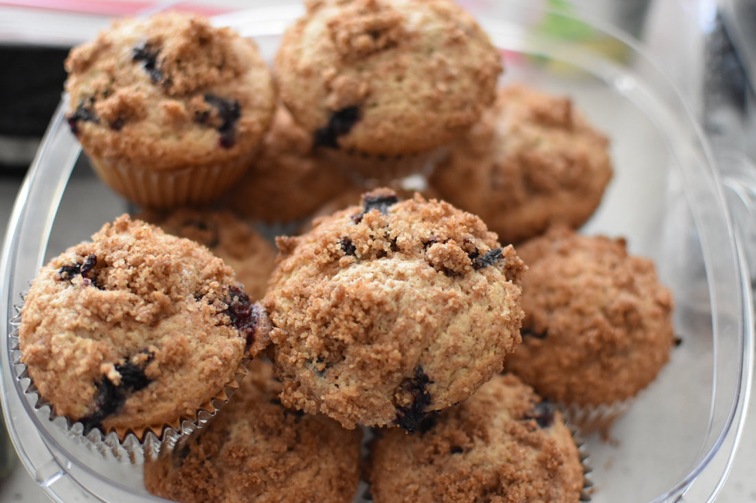 Homemade blueberry muffins.