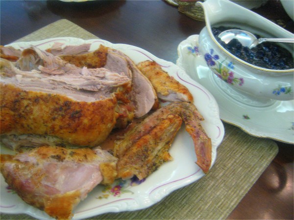 Roast Duck with Tipsy Blueberry Sauce