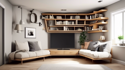 A visually appealing image of corner shelving solutions for awkward spaces, showcasing innovative and space-saving designs that maximize storage capacity while enhancing the aesthetics of the room. Th