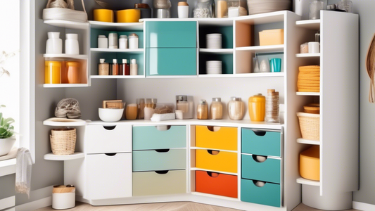An organized corner cabinet with shelves, lazy susans, and drawers that maximize storage space, showcasing efficient use of the corner area