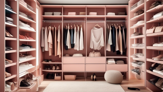 A highly organized and aesthetically pleasing closet interior featuring a stackable tray system that maximizes space utilization and simplifies storage.