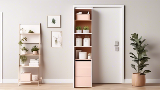 A minimalist over-the-door organizer with multiple shelves and compartments, ideal for decluttering and storing household items