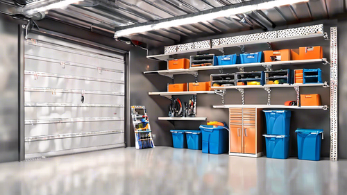 Sure, here is a DALL-E prompt that relates to the article title Organize Your Garage Overhead Storage: A Quick Guide:
An organized garage overhead storage space with labeled bins, shelves, and hangin