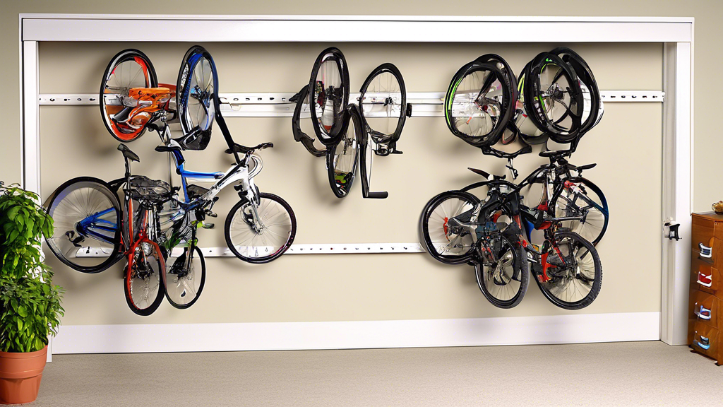 An innovative pull-out bike rack system that transforms a cluttered garage into an organized sanctuary, with bikes neatly stored and readily accessible, maximizing space and creating a clutter-free en