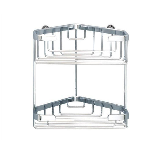Sonia HOSPITALITY Wall Bath Chrome Double Corner Shower Caddy Shelf Organizer