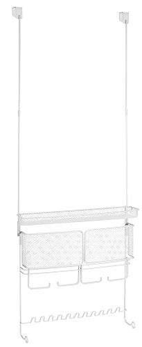 InterDesign Classico Hanging Fashion Jewelry Organizer for Rings, Earrings, Bracelets, Necklaces - Over Door, White