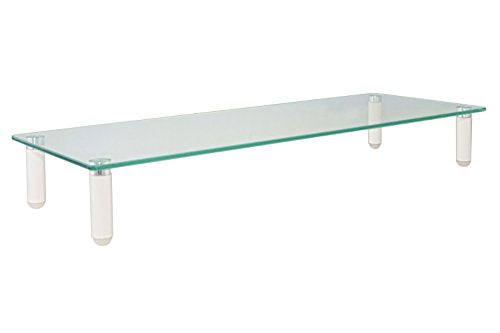 Kantek Glass Monitor Riser with 5mm Tempered Glass Platform and 40-Pound Capacity, 3.25-Inch x 8.25-Inch x 22-Inch, Clear Glass (MS370)