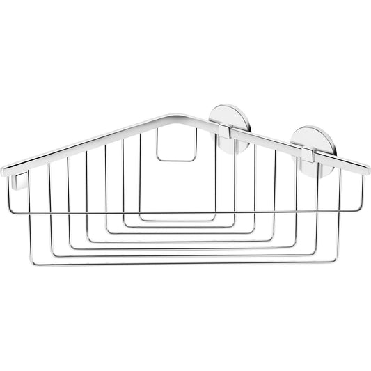 Round Self-Adhesive Bath Corner Shower Caddy 10.2 in. Shelf Organizer, Chrome