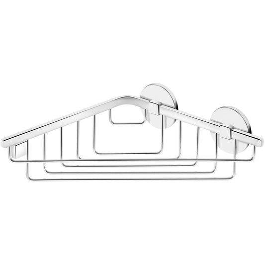 Round Self-Adhesive Bath Corner Shower Caddy 8.3 in. Shelf Organizer, Chrome