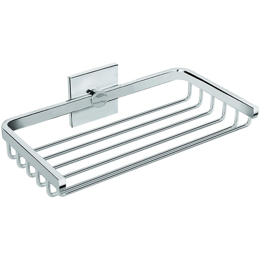 Square Self-Adhesive Bath Shower Caddy 7.9 in. Shelf Organizer, Brass Chrome