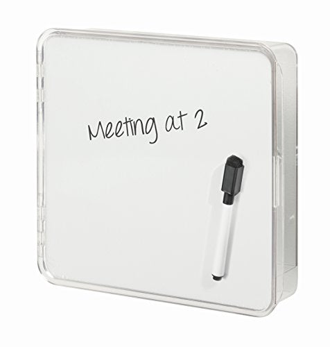 iDesign Linus Key Organizer Holder with Dry Erase Board for Entryway, Kitchen - Wall Mount, Clear/White