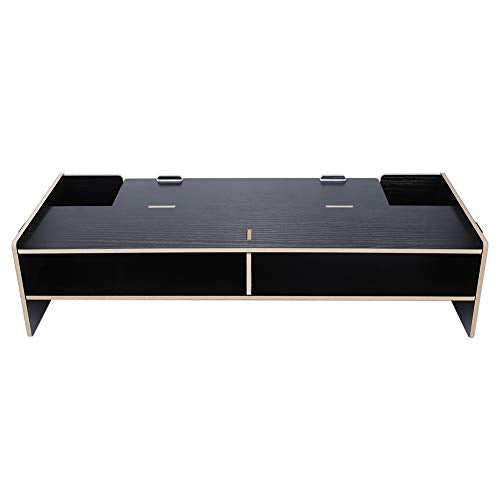 Monitor Heighten Shelf, Heighten Shelf Rack Stand Holder for Display Screen Keyboard Base Bracket Wooden Desktop Black