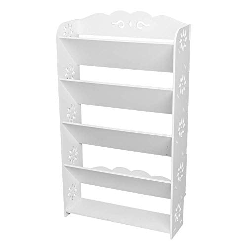 QJR Wood Plastic Composite Shoe Rack Free Standing Waterproof Shoe Shelf Storage Shelving Organizer White (5 Tiers Slant)