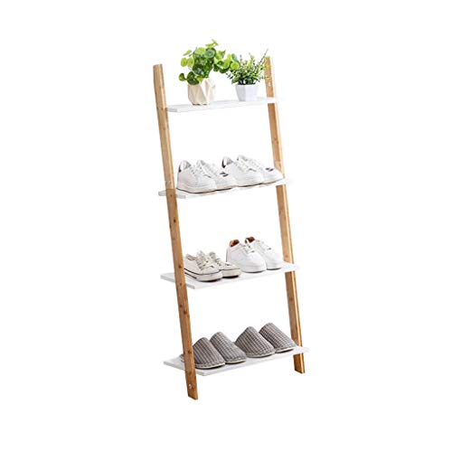 Adjustable Reliable 4 Tier Shoe Rack Bamboo Ladder Standing Shelf Storage Bracket Living Room Hallway Versatile Flower Stand (Size : 53cm)