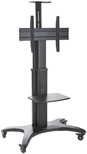 Displays2go EM4060BK Heavy Duty TV Stand with Wheels for 40-60" HDTV Monitor with Shelf