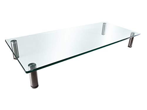 Monoprice Multimedia Riser Desktop Monitor Stand - Medium, 25.6 x 11.0 Inches, Clear Glass - Workstream Collection
