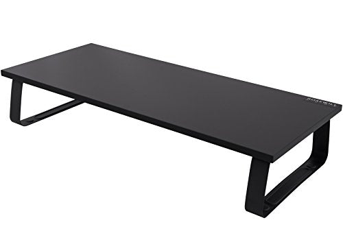 Monitor Riser / Monitor Stand / Desk Shelf / Desk Organizer / Desktop Stand, Black Wood Top, 44 lbs Maximum Weigh holding Capacity. Dimensions are 23.62''(L) x 10.24''(D) x 4.72''(H)