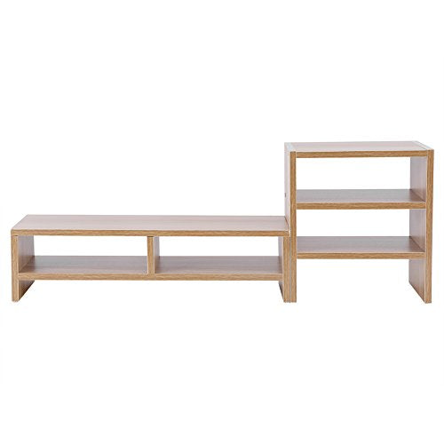 Computer Laptop Monitor Riser Stand Desktop Wooden Storage Organizer with 3-Layer Shelf Space for Home & Office (White)