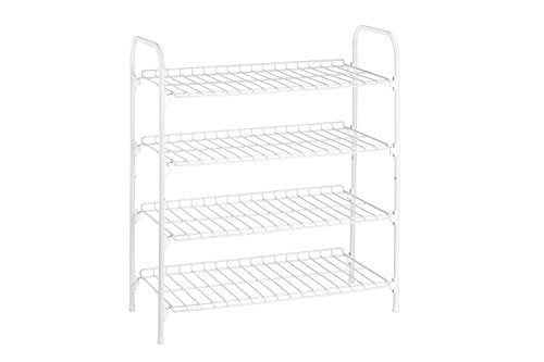 Honey-Can-Do SHO-01172 Wire Shoe & Accessory Rack, White, 4-Tier