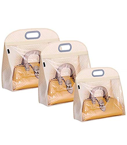 Santwo Non-woven Handbag Organizer Storage Dust Cover Hanging Closet Bag 3 Pack (White)