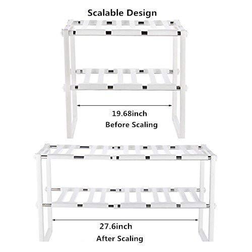 Order now under sink organizer 2 tier expandable kitchen bathroom pantry storage shelf multi functional adjustable under kitchen sink organization storage rack heavy duty white